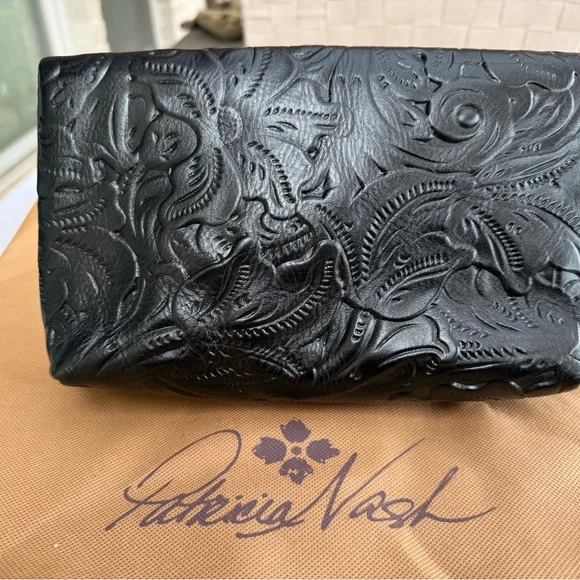 Patricia Nash Black Floral Embossed Wristlet - Picture 2 of 6